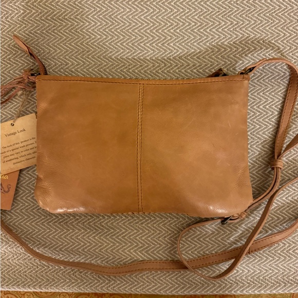 892-ARTT New Light Brown Woven Made In India Crossbody Purse Genuine Leather NWT - Picture 2 of 16